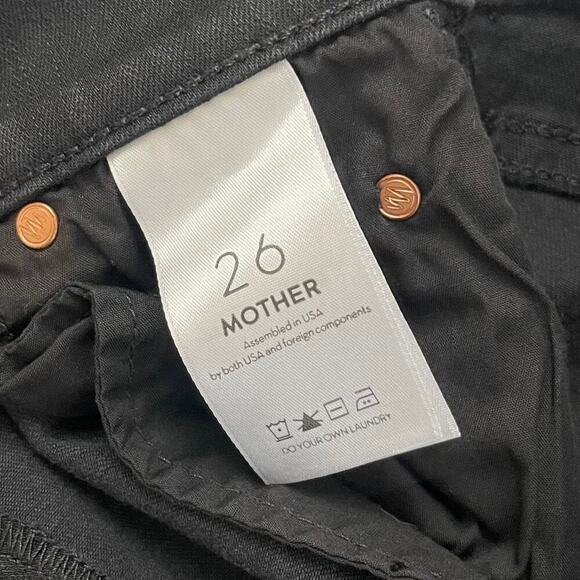 MOTHER The Rascal Ankle Fray Jeans Guilty Flash - Black -  Beaded Side Stripe 26 - Picture 9 of 10